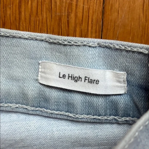 Frame Le High Flare Jeans 25 Light Wash Stretch Raw Hem Boho High Rise - Picture 3 of 14